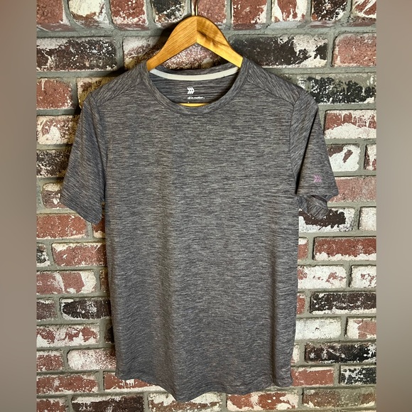 All in Motion Heathered Grey/Hint of Purple Men's Tee, Poly/Spandex Super soft - Picture 1 of 5